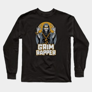 Grim Rapper // Funny Grim Reaper Halloween Long Sleeve T-Shirt